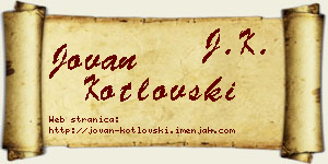 Jovan Kotlovski vizit kartica